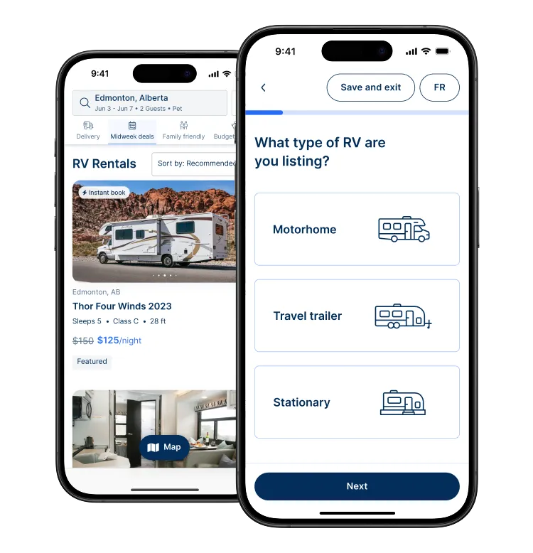 Screenshots of the RVezy platform on desktop, tablet, and mobile showing how easy it is to rent your RV online